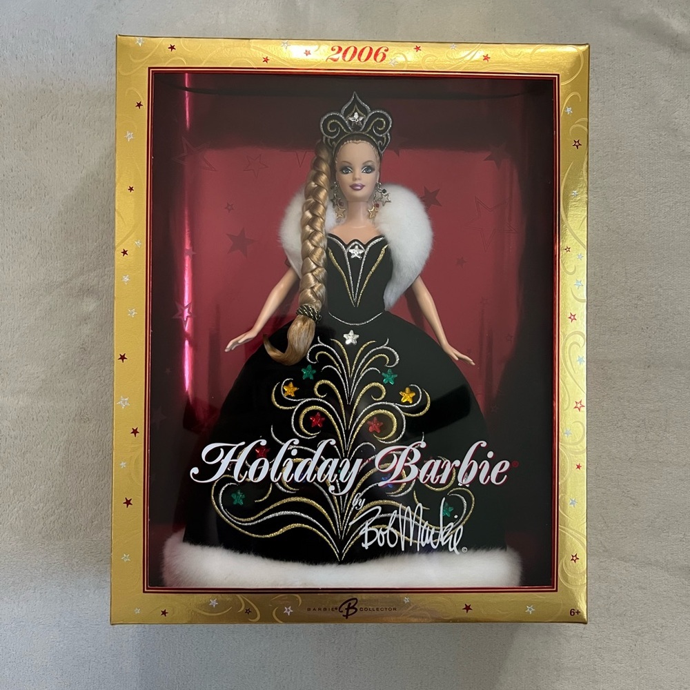 2006 Vintage Mattel Holiday Barbie Doll by Bob Mackie - Black and Gold